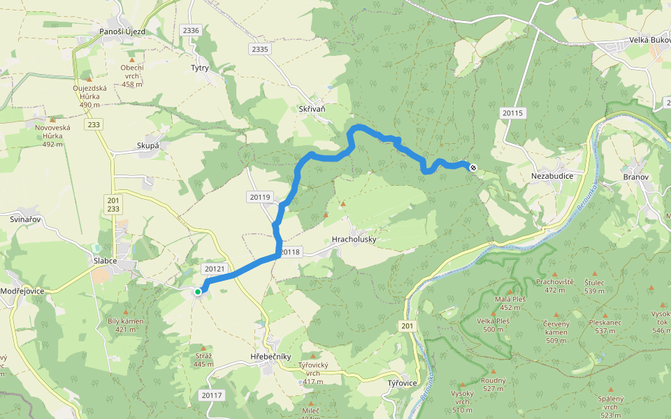 [Ž] Gypsárna - Újezdec walking route map in Hřebečníky