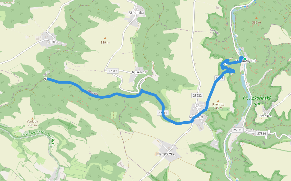 [M] Kokořín - Zimořský důl walking route map in Kokořín