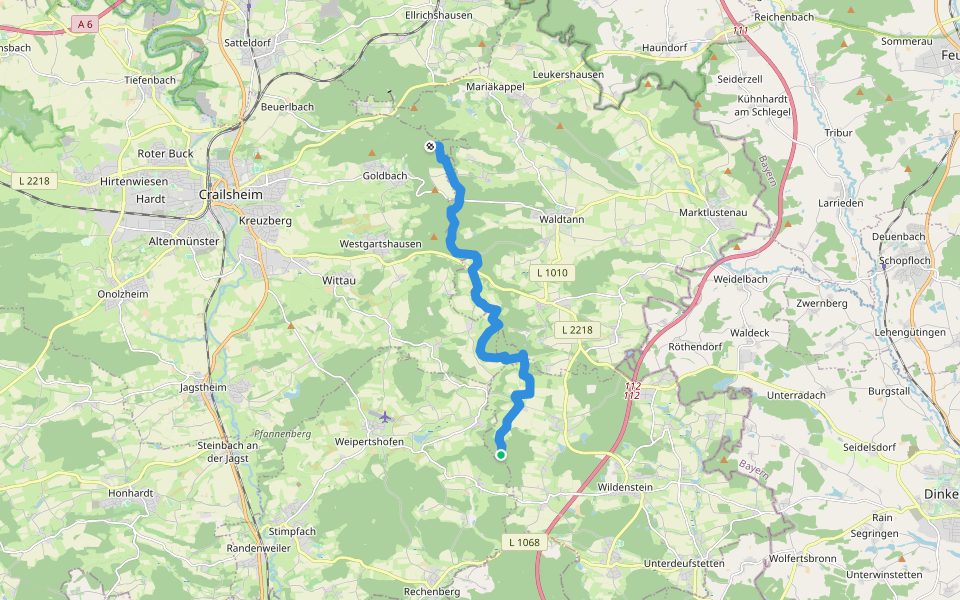 Nordsee-Rhein-Main-Donau-Weg walking route map in Fichtenau