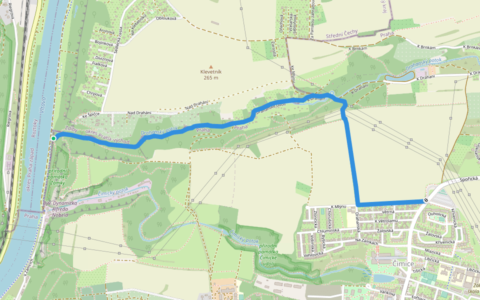 [Ž] Drahanské údolí - Čimice walking route map in Zdiby