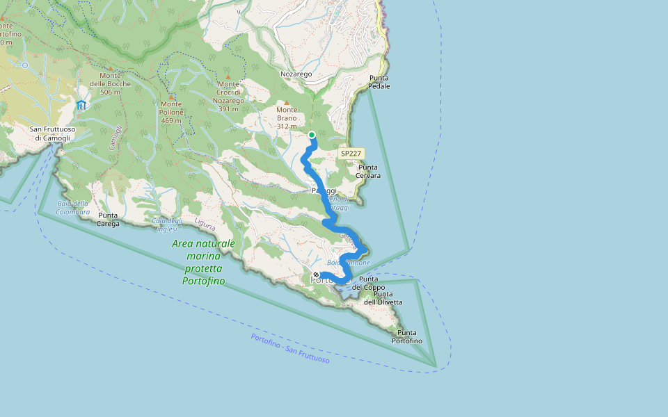 Portofino - Paraggi - San Gioacchino - Gave walking route map in Pedale