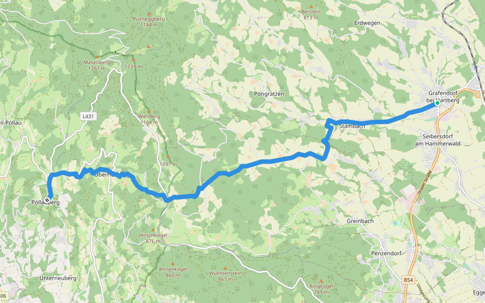 Wanderweg 943 walking route map in Grafendorf bei Hartberg