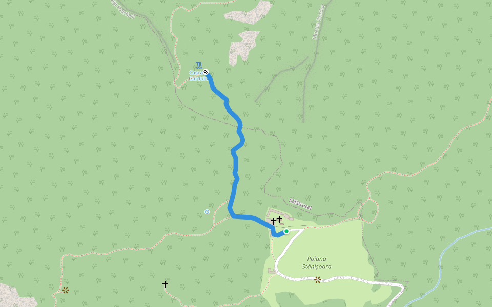 Poiana Stânișoarei - Cascada Gardului (Urzicii) (dus-întors)) walking route map in Șerbănești