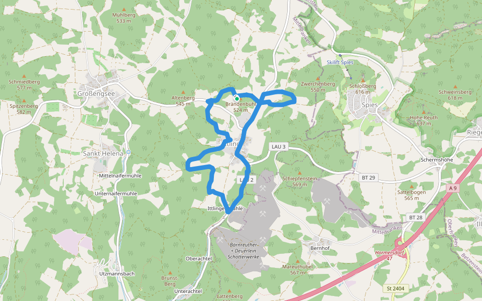 Rundwanderweg 1000 Jahre Ittling walking route map in Simmelsdorf