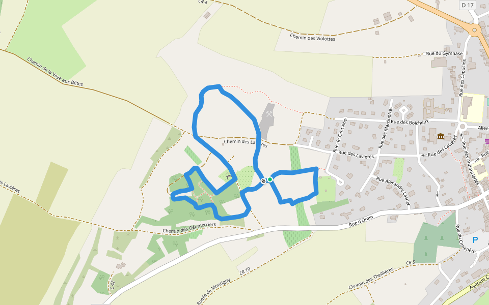Sentier des pierres sèches walking route map in Champlitte