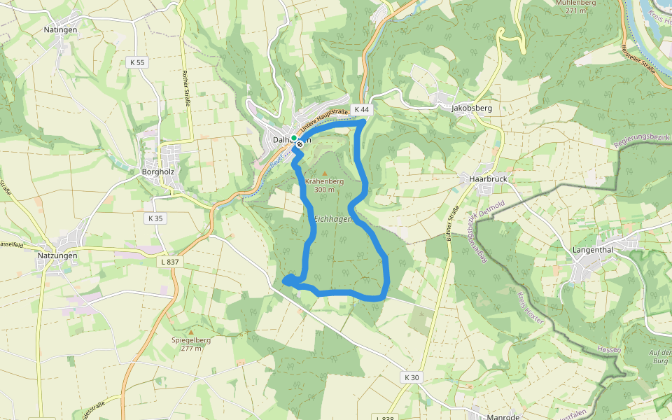 D2 - Zur Klus Eddessen walking route map in Beverungen