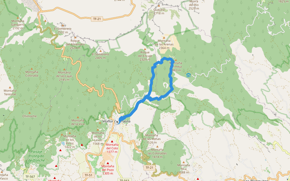 PR-TF 72 Camino de Chasna - Paisaje Lunar walking route map in Vilaflor