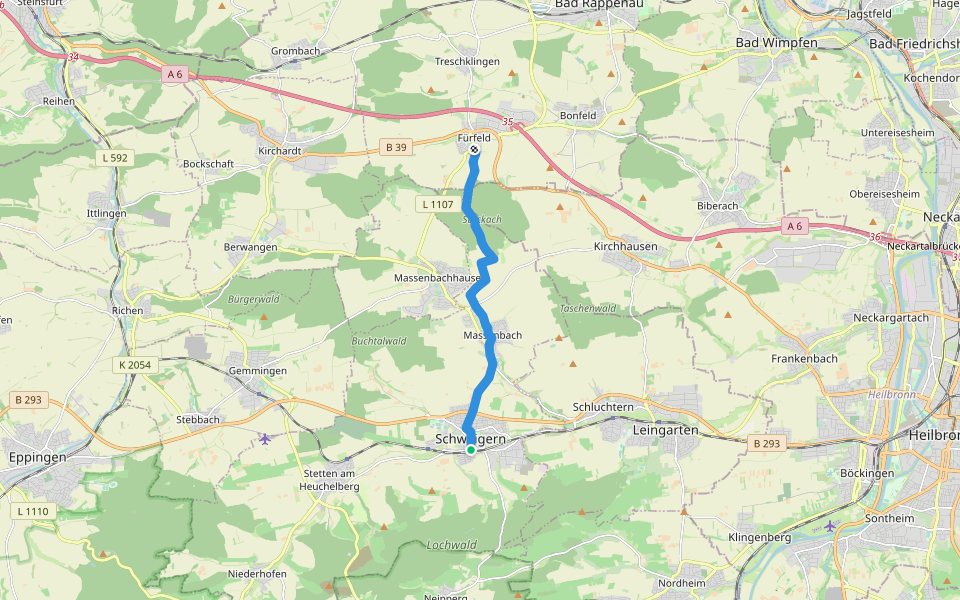 Rotes Kreuz, Schwaigern - Fürfeld walking route map in Schwaigern