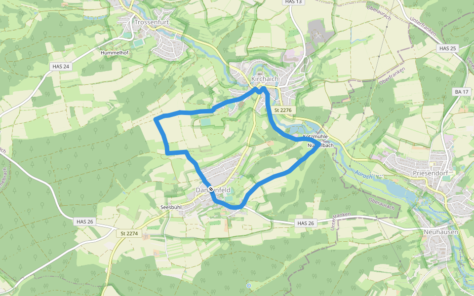 Rundweg Oberaurach O 7 walking route map in Oberaurach
