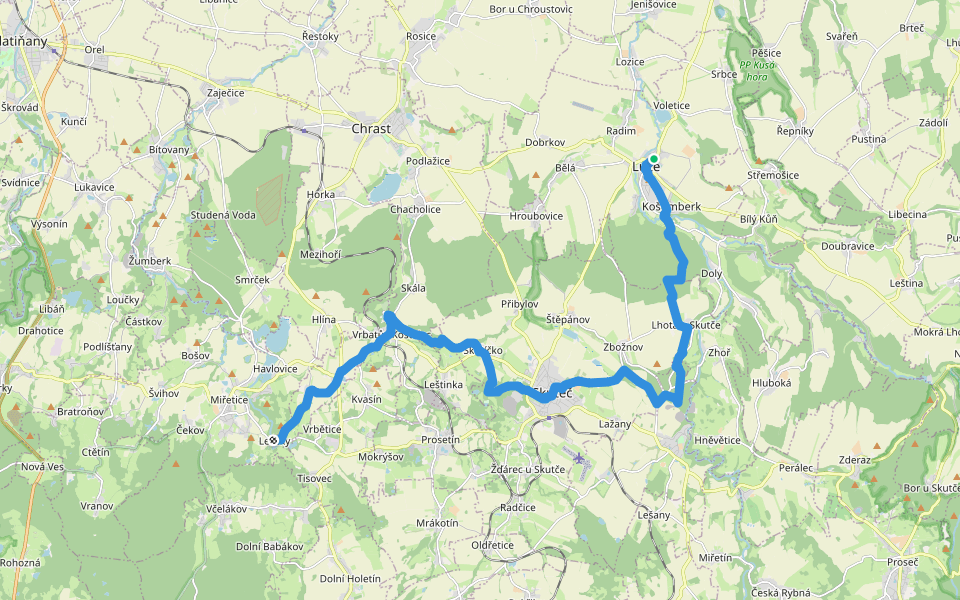 [Z] Luže - Ležáky walking route map in Luže