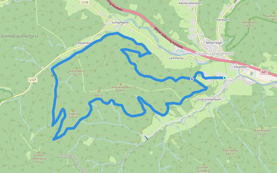 Rundwanderweg um den Lammerauberg (bei Klausen-Leopoldsdorf) walking route map in Klausen-Leopoldsdorf
