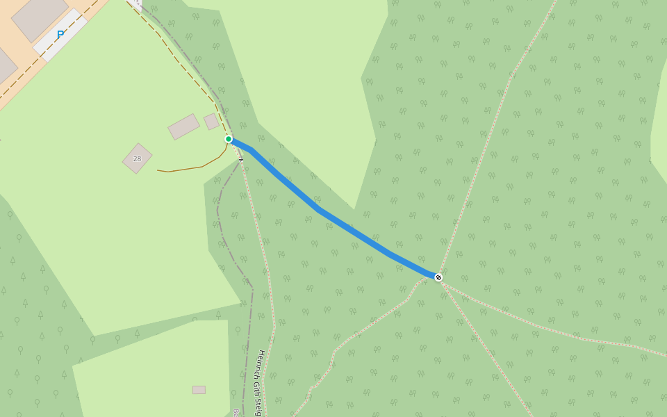 Abzweigung zum Pensionistensteig vom Heinrich Gith Steig walking route map in Wöllersdorf