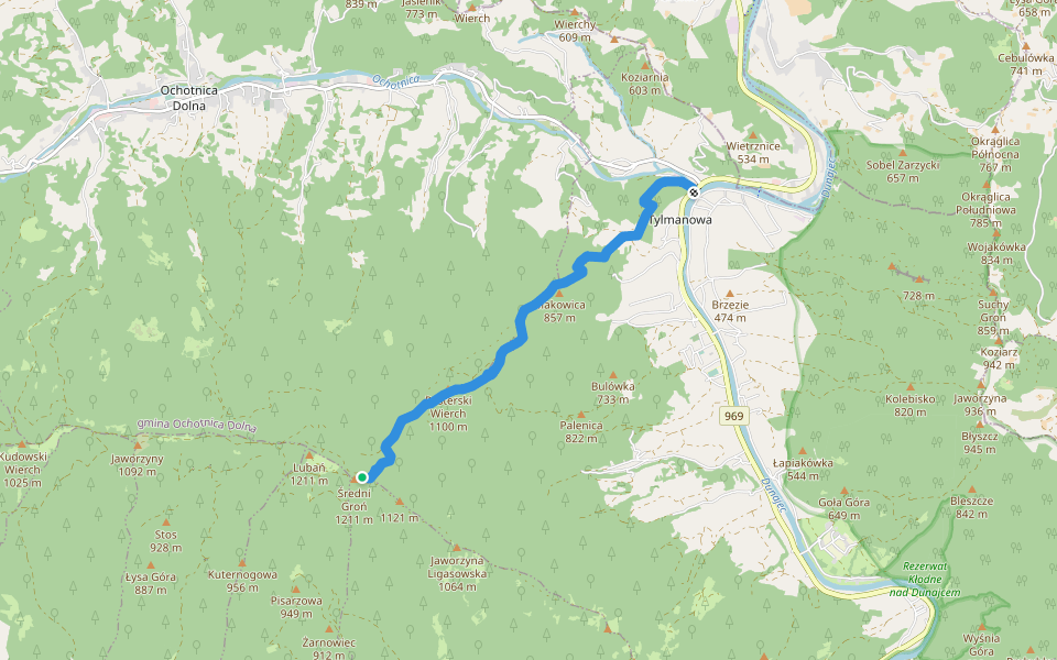 Tylmanowa - Lubań walking route map in Tylmanowa