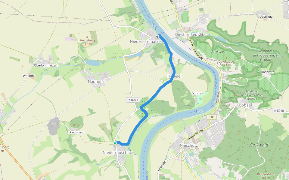Lommatzscher Weg walking route map in Diera-Zehren