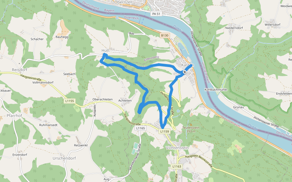 Fuchsenlochweg walking route map in Kasten