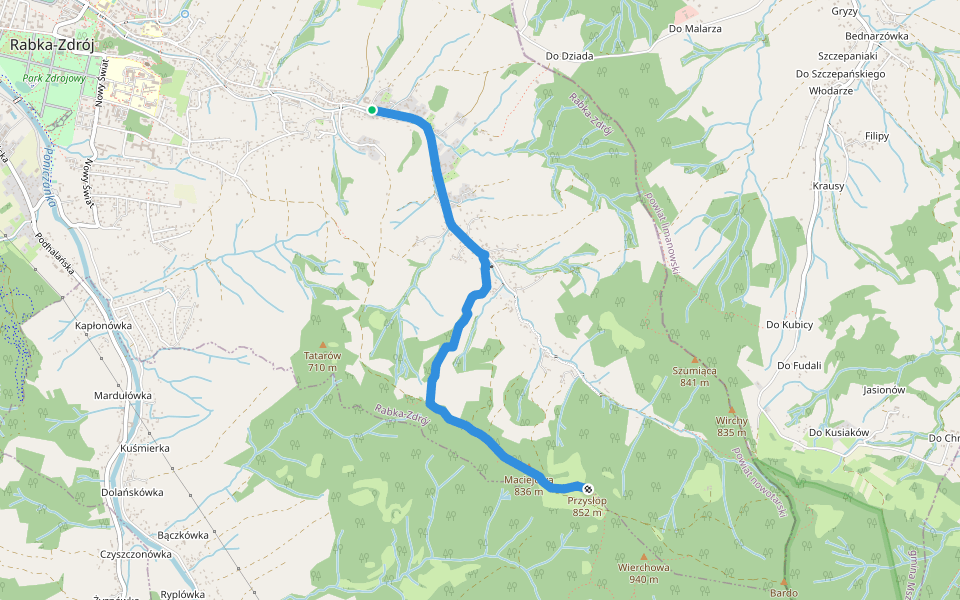 Rabka Słone - Maciejowa walking route map in Rabka-Zdrój