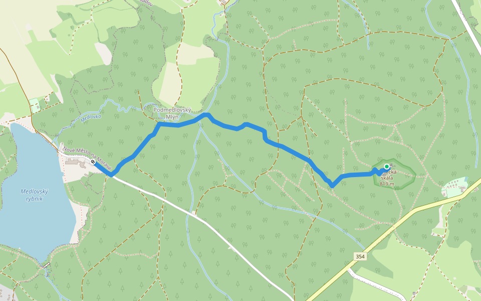 [M] Medlov - Pasecká skála walking route map in Nové Město na Moravě