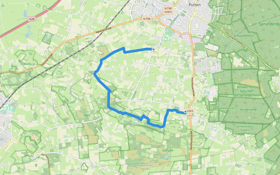 Huinerpad walking route map in Putten