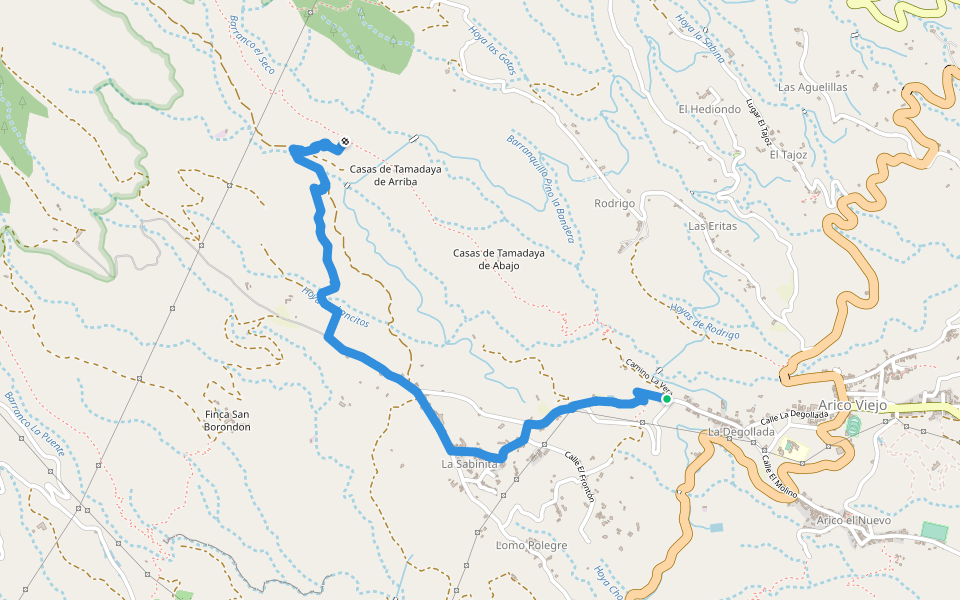 PR-TF 86.3 La Sabinita - Tamadaya walking route map in La Degollada