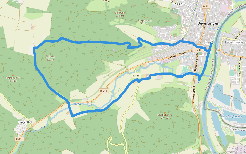 B7 - Über den Eisberg nach Roggenthal walking route map in Beverungen