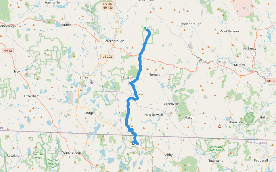 Wapack Trail walking route map in Greenfield