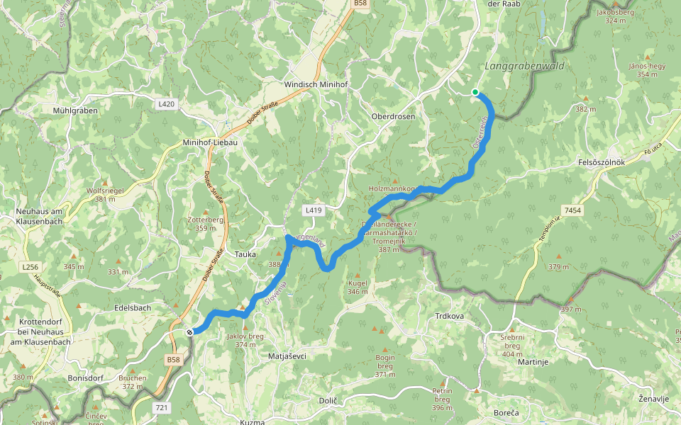 Das Grüne Band walking route map in Eisenberg an der Raab