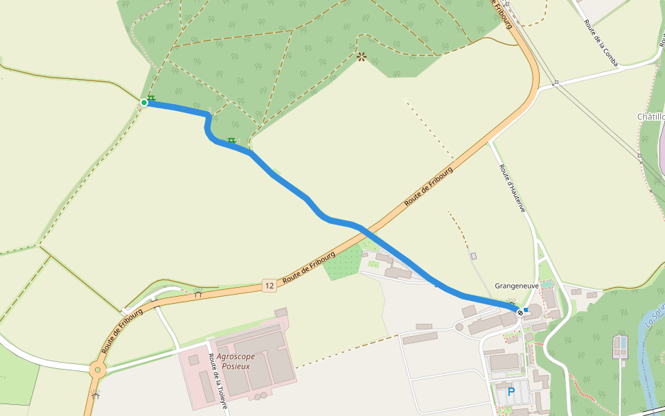 Monterban - Grangeneuve walking route map in Hauterive