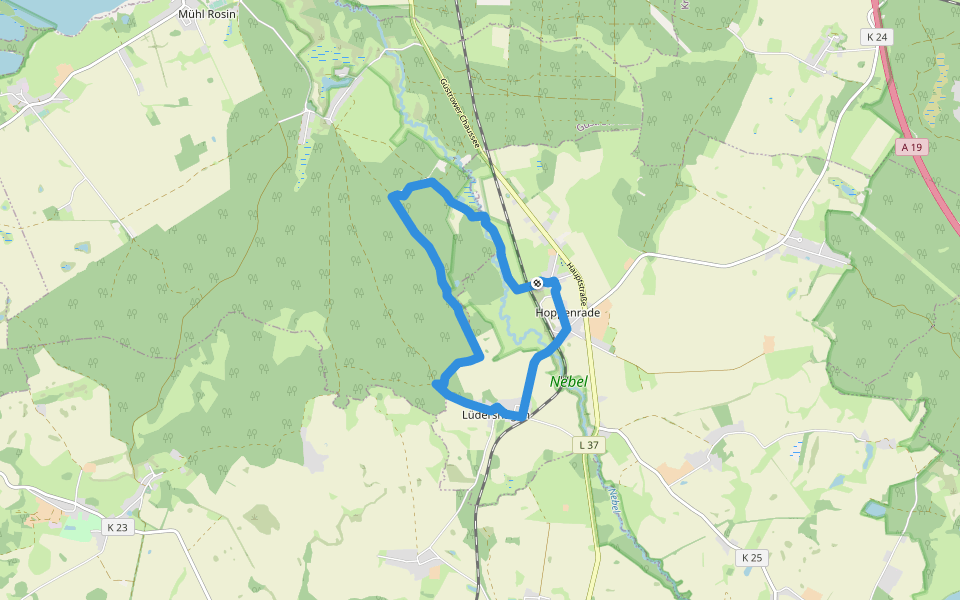 Rundwanderweg Hoppenrade walking route map in Hoppenrade