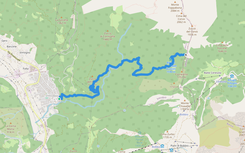 Sentiero 25: Introbio - Passo del Gandazzo walking route map in Introbio