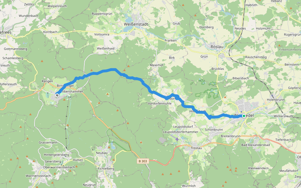 Verbindungsweg Bischofsgrün-Wunsiedel walking route map in Wunsiedel