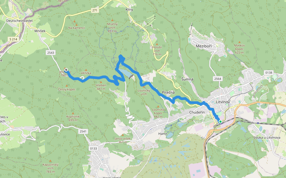 [Č] Litvínov - Jeřabina walking route map in Litvínov