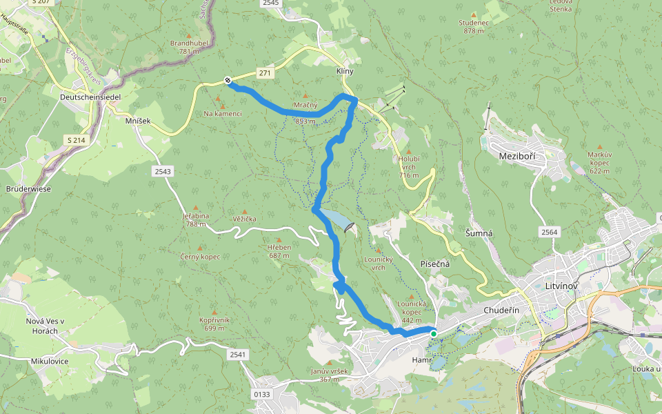 [M] Hamr - Kostelní cesta walking route map in Litvínov