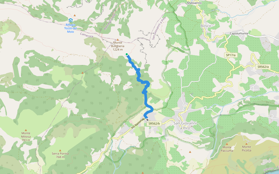 Monte Bulgheria da San Giovanni a Piro walking route map in San Giovanni A Piro