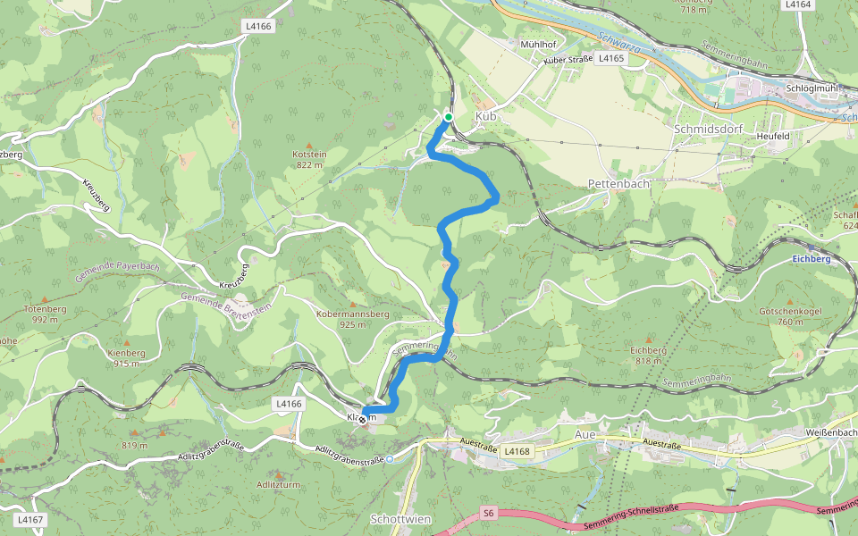 Küb - Ruine Klamm walking route map in Küb