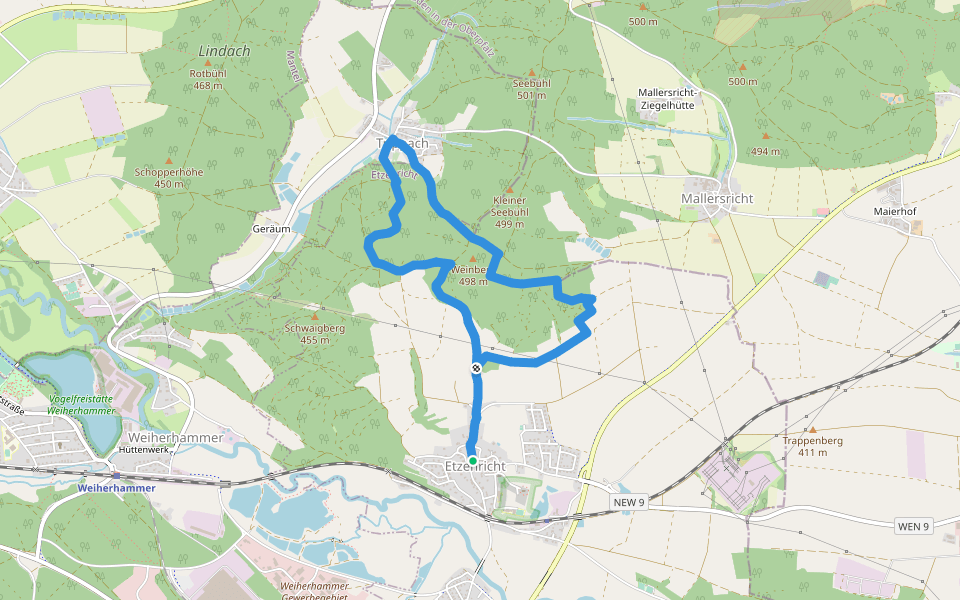 Weinberg walking route map in Etzenricht