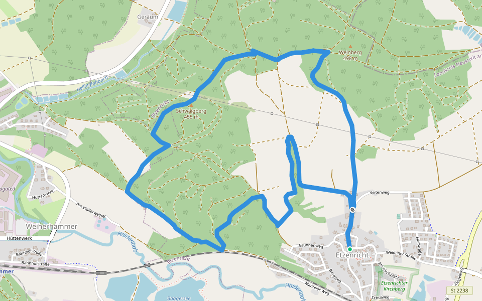 Schwaig walking route map in Etzenricht