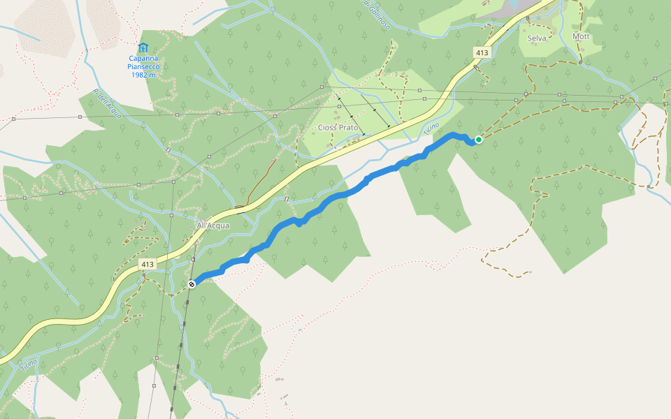 Sentiero dei Solchi walking route map in Bedretto