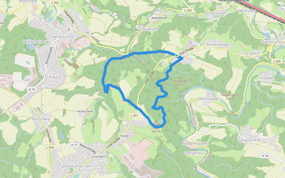 Rundweg Strödter Hügel walking route map in Neustadt (Wied)