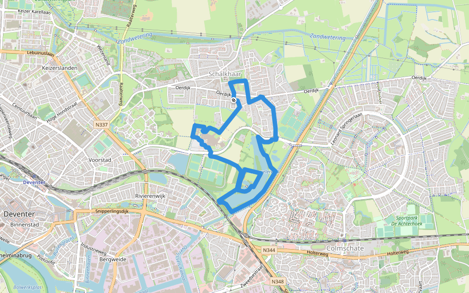 WNW Salland - Rielerenk/Schalkhaar - rode route walking route map in Schalkhaar