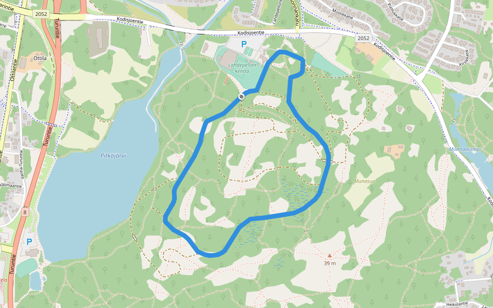 Lähdepelto, 2.8km lenkki walking route map in Kankaanpää
