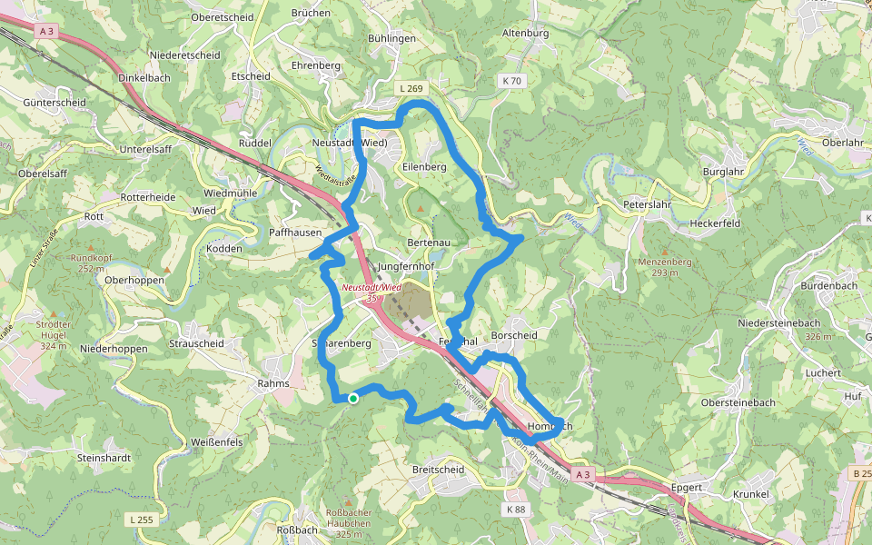 [N1] Bertenauer Weg walking route map in Neustadt (Wied)