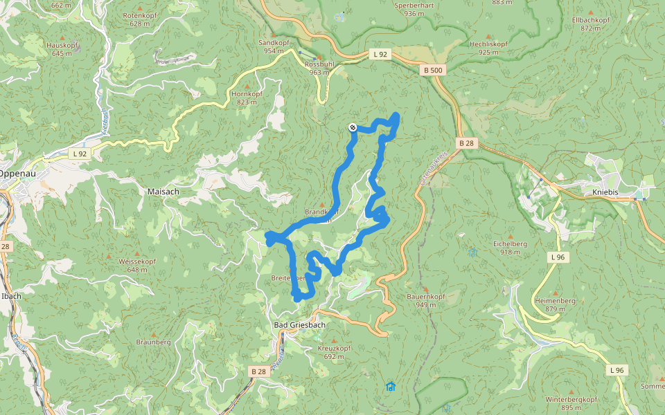 Wiesensteig walking route map in Bad Peterstal-Griesbach