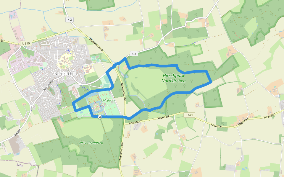 Schloßpark Rundweg A5 walking route map in Nordkirchen