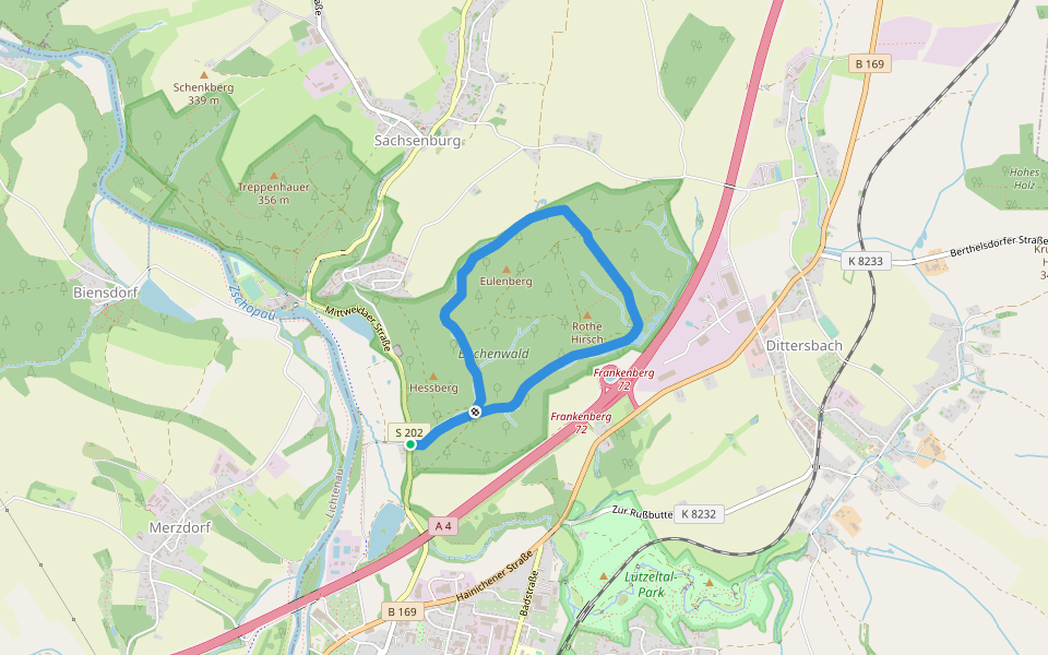 Rundweg Buchenwald walking route map in Frankenberg/Sa.