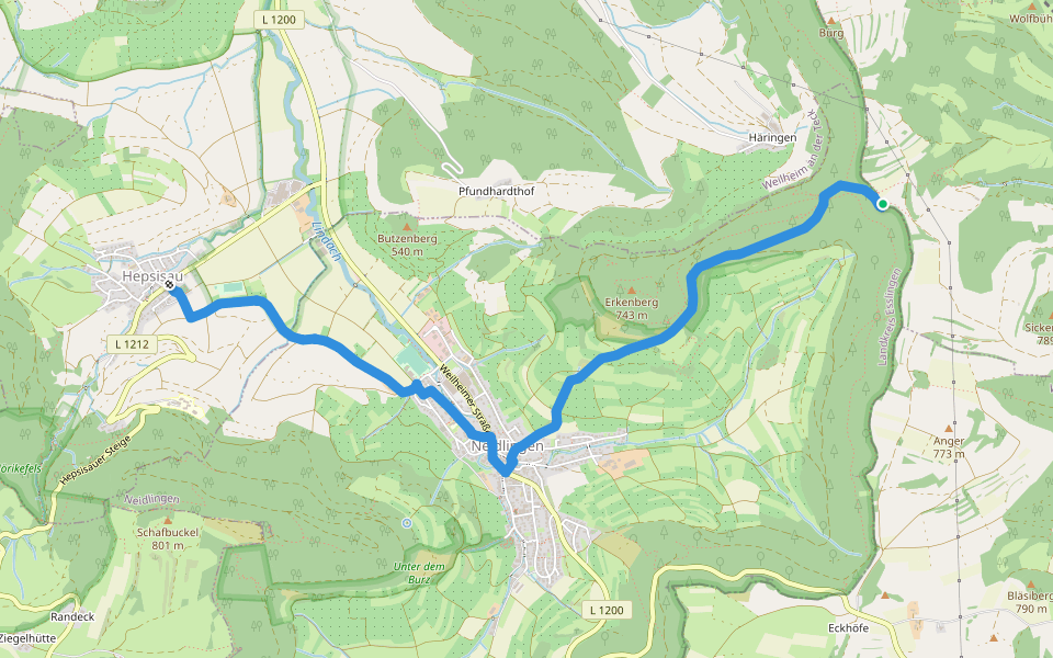 Häringen - Neidlingen - Hepsisau walking route map in Gruibingen