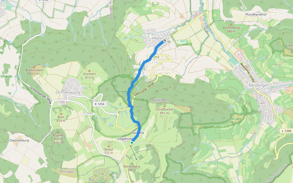 Randecker Mar - Zipfelbachtal - Hepsisau walking route map in Bissingen an der Teck