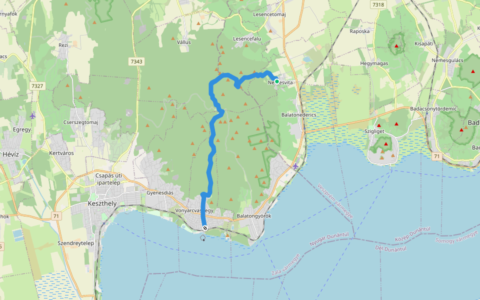 Z (Nemesvita – Büdös-kút – Vonyarcvashegy) walking route map in Nemesvita
