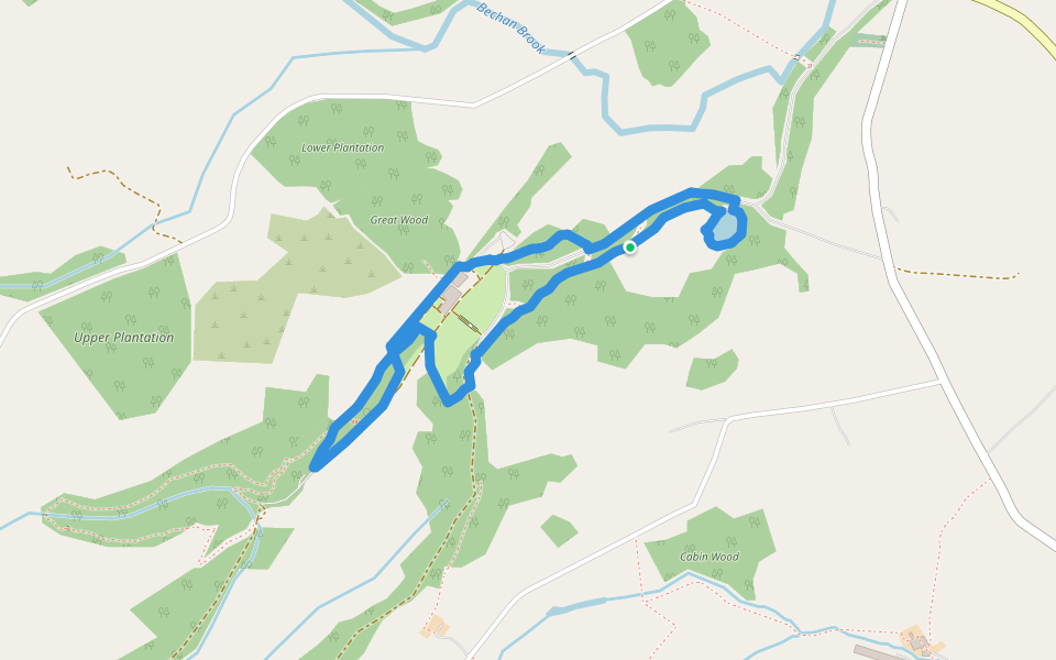 Gregynog medium circular walk walking route map in Tregynon