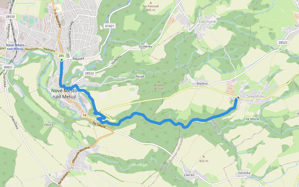 [Ž] Nové Město nad Metují - Slavoňov walking route map in Nové Město nad Metují