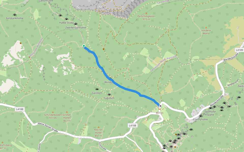 Saugraben walking route map in Hohe Wand